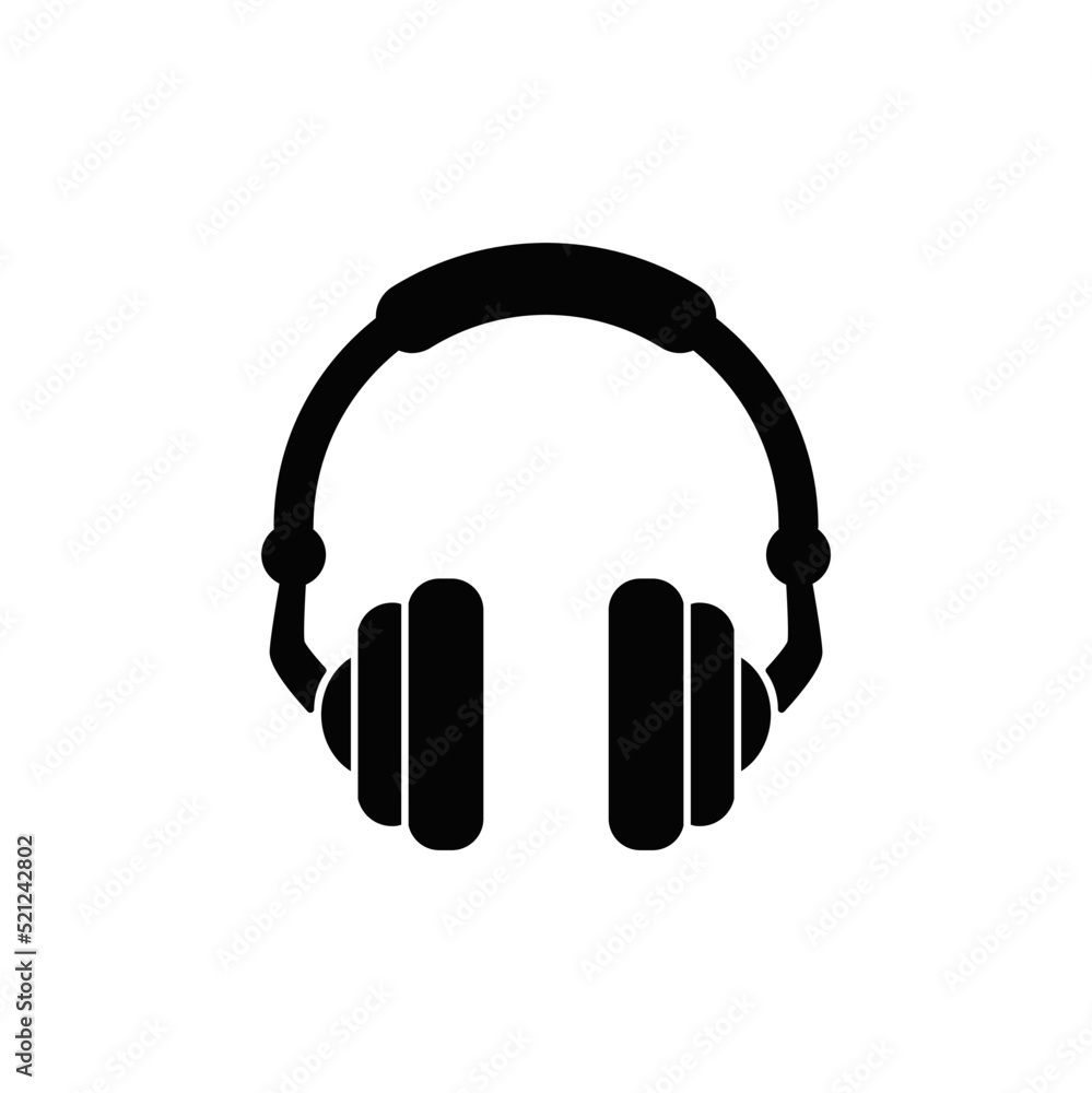 headphones icon in black flat glyph, filled style isolated on white background headphones icon in black flat glyph, filled style isolated on white background