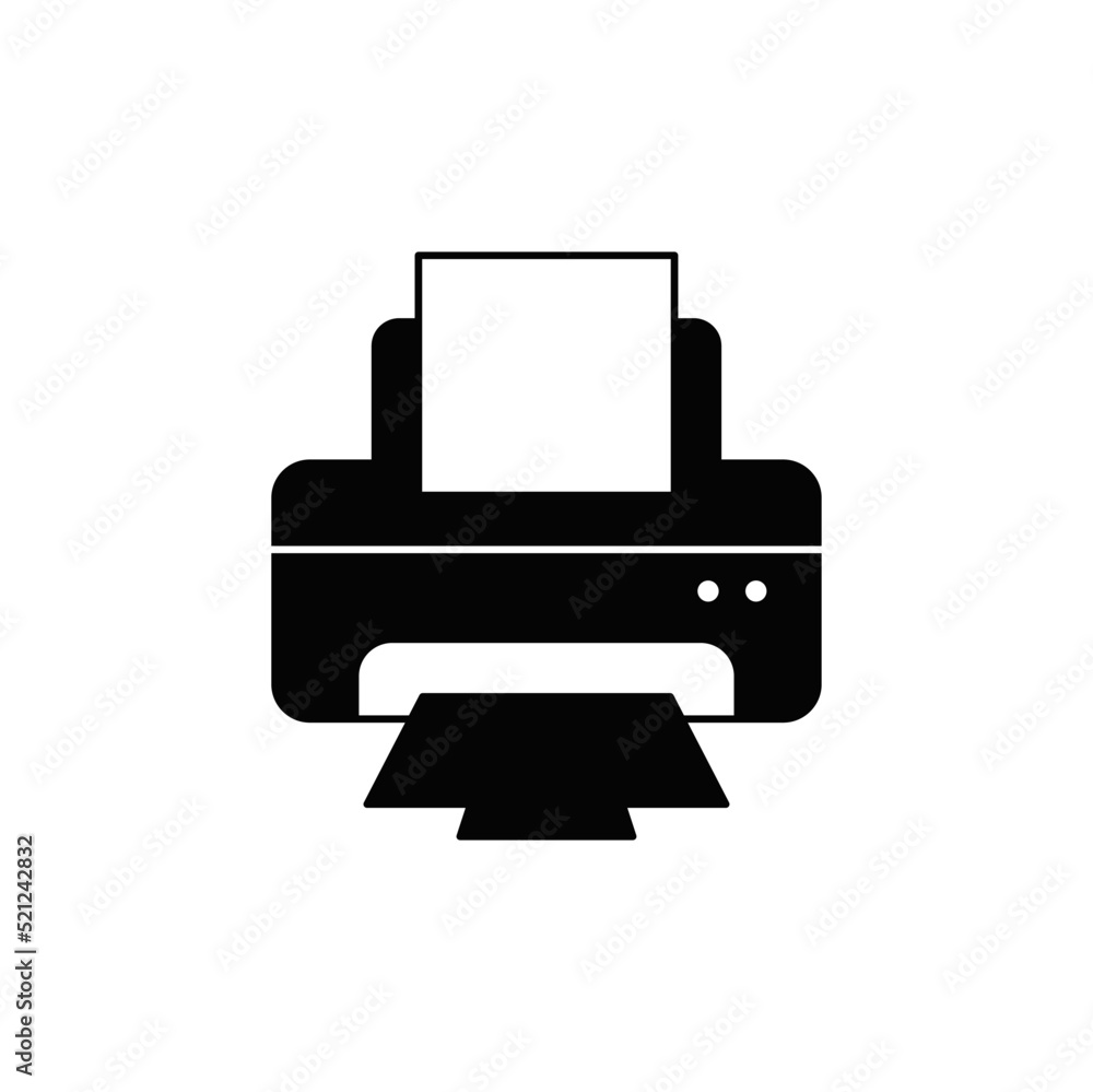printer icon in black flat glyph, filled style isolated on white background printer icon in black flat glyph, filled style isolated on white background
