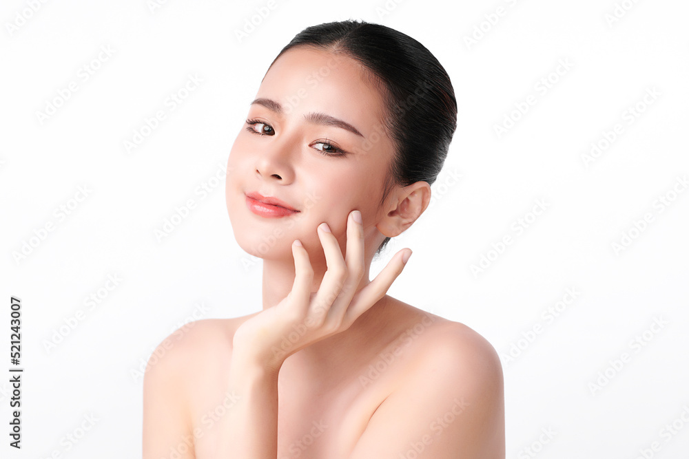 Beautiful young asian woman with clean fresh skin on white background, Face care, Facial treatment, Cosmetology, beauty and spa, Asian women portrait. Beautiful young asian woman with clean fresh skin on white background, Face care, Facial treatment, Cosmetology, beauty and spa, Asian women portrait.