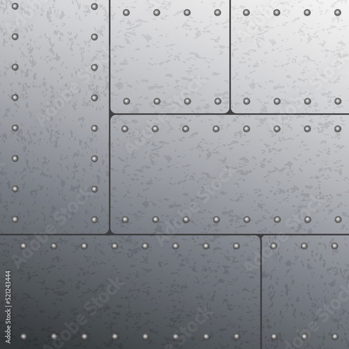 Abstract grey metal polished plate. Vector steel background