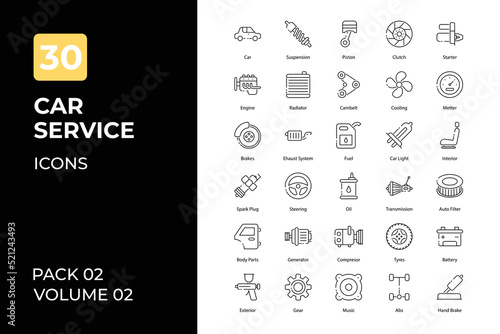 Car service icons collection. Set contains such Icons as car repairing, mechanic, car engine, and more