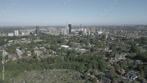 Drone view of modern buildings surrounded by trees in Croydon, England photo