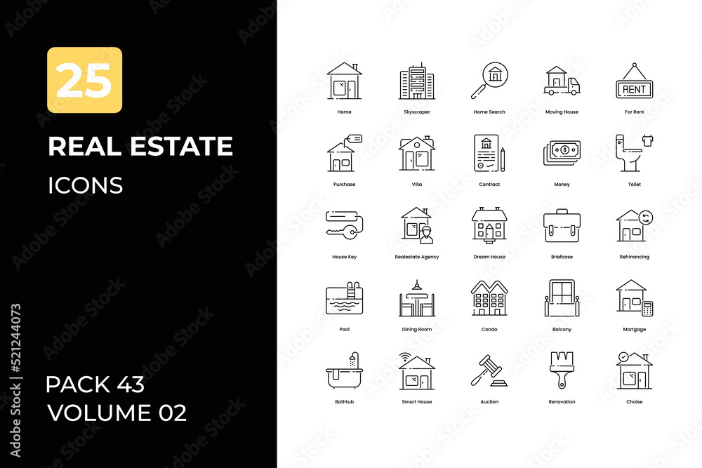 Real estate icons collection. Set contains such Icons as house, agent, house sell, sold, rent, and more