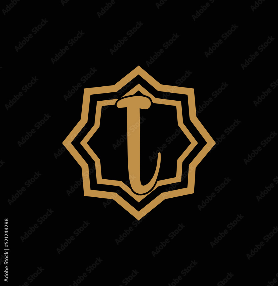 Letter I inside Gold star logo. Award 3d icon. Golden logotype template. Volume Vector illustration. Letter I inside Gold star logo. Award 3d icon. Golden logotype template. Volume Vector illustration.
