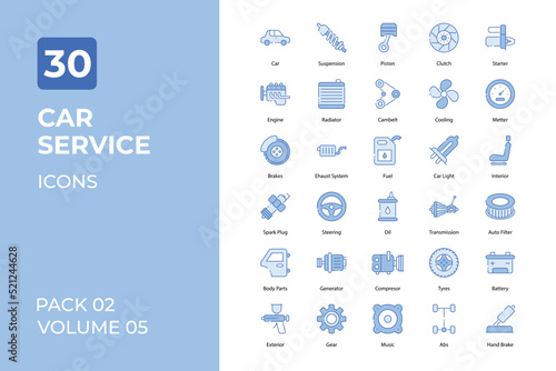Car service icons collection. Set contains such Icons as car repairing, mechanic, car engine, and more