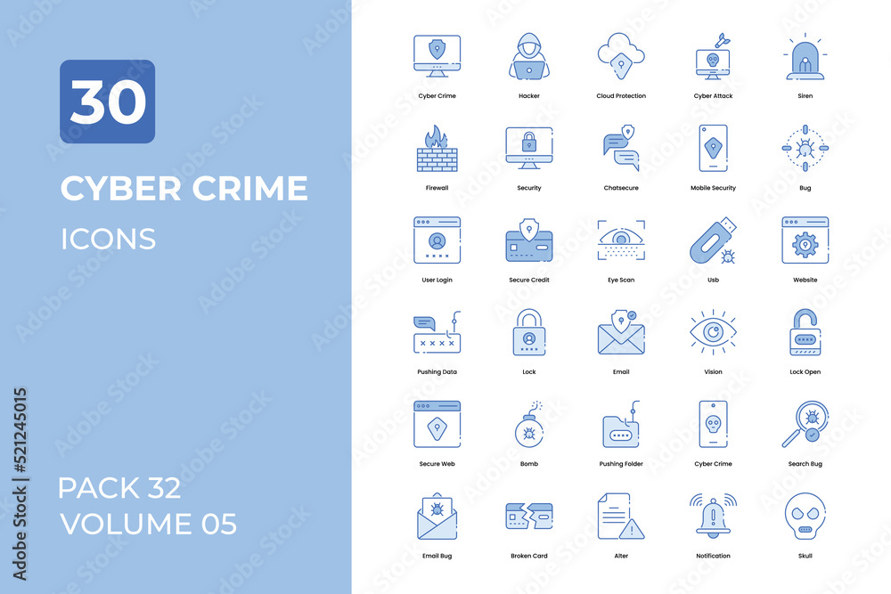 Naklejka premium Cyber security icons collection. Set contains such Icons as online security, data security, hacking, and more