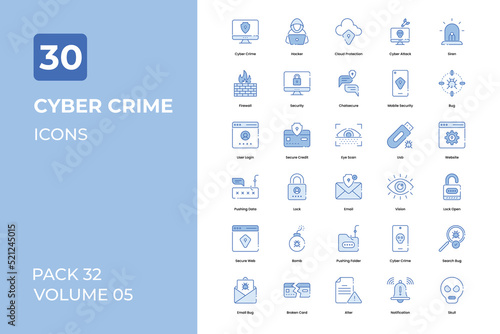 Cyber security icons collection. Set contains such Icons as online security, data security, hacking, and more