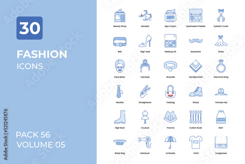 fashion icons collection. Set contains such Icons as t-shirt, ladis dress, fashion design, and more
