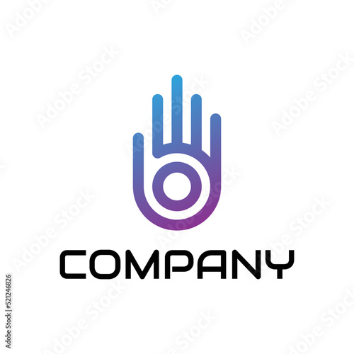 modern hand technology logo design