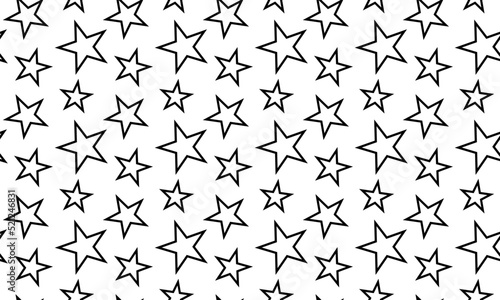 Stars backround. Seamless abstract pattern with stars of different size on White background. Vector illustration. Celebration Line Stars texture. Monochrome Geometric vector drawing Black White 10 eps