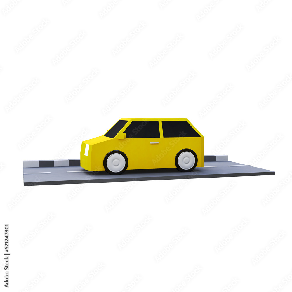 3D car with yellow color