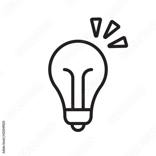 Light bulb icon. Electric lamp linear pictogram. Symbol of idea and creativity. Editable lines.