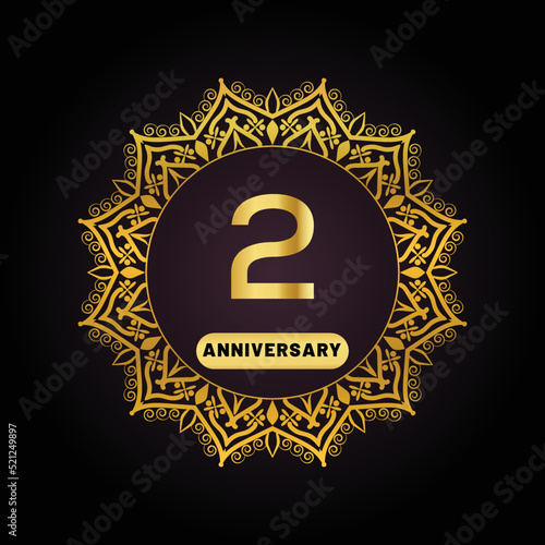 golden crown on black background, vintage style for 2nd anniversary