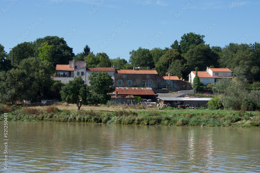 The houses of marinière, Estuary of the loire river, France
