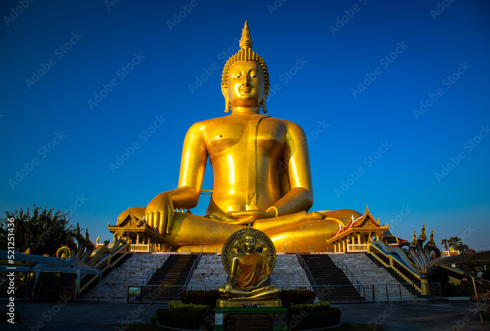 Big Buddha during sunset at Wat Muang in Ang Thong, Thailand Big Buddha during sunset at Wat Muang in Ang Thong, Thailand