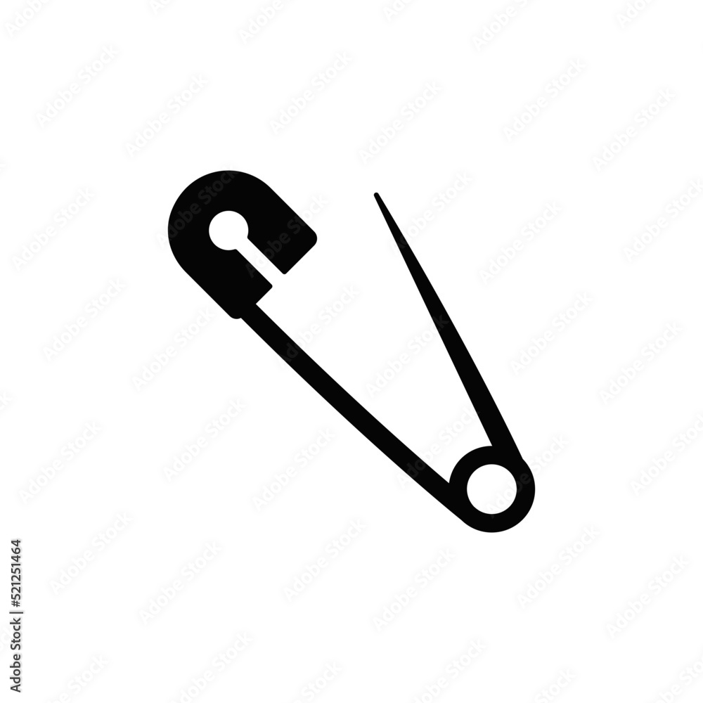 safety pins icon in black flat glyph, filled style isolated on white background safety pins icon in black flat glyph, filled style isolated on white background