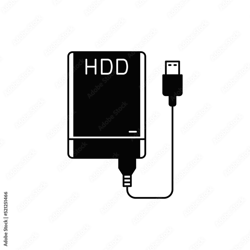 Portable hdd, usb drive removable storage icon in black flat glyph, filled style isolated on white background Portable hdd, usb drive removable storage icon in black flat glyph, filled style isolated on white background