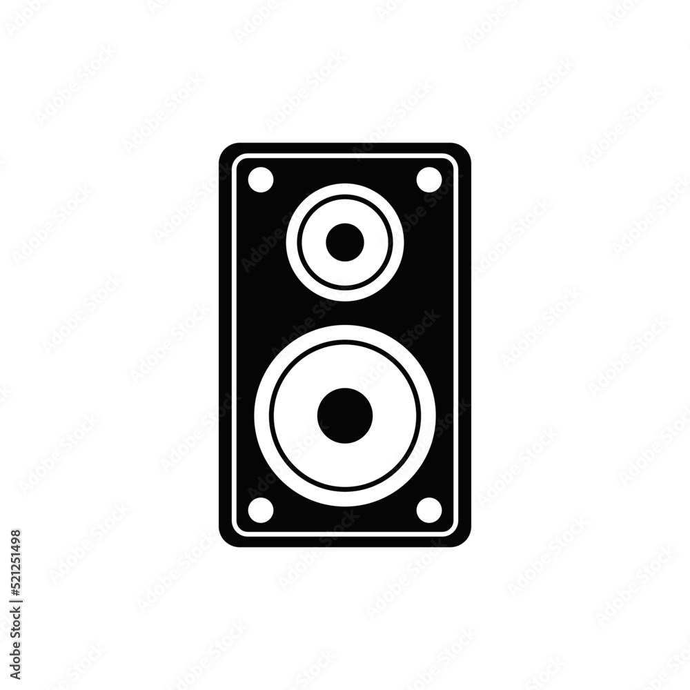 Sound speaker icon in black flat glyph, filled style isolated on white background Sound speaker icon in black flat glyph, filled style isolated on white background
