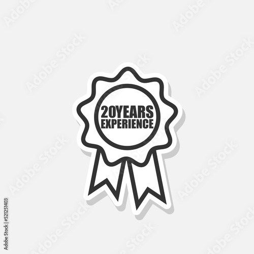 Twenty years experience icon sticker isolated on white