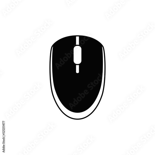 usb mouse icon in black flat glyph, filled style isolated on white background