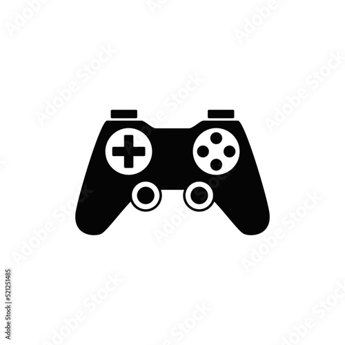 gamepad, joystick icon in black flat glyph, filled style isolated on white background