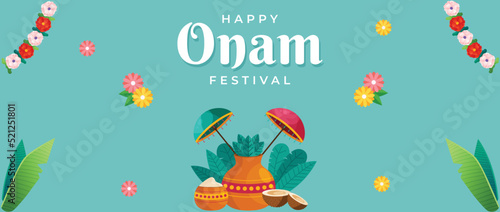 Fotografie, Obraz happy onam Festival with kathakali Kerala festival traditional food Indian
