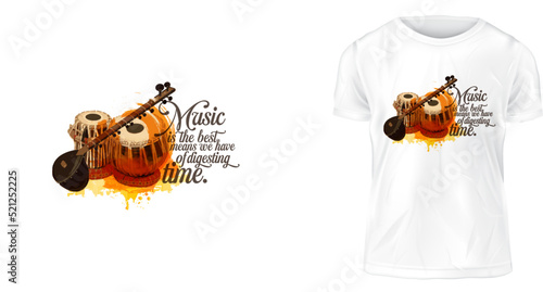 t-shirt design, Music is the best means we have of digesting time.