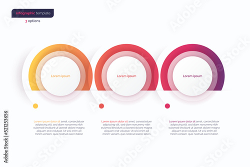 Vector gradient minimalistic infographic template composed of 3 circles