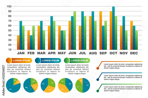 Set of elements chart for infographics diagrams chart business precentation indicator