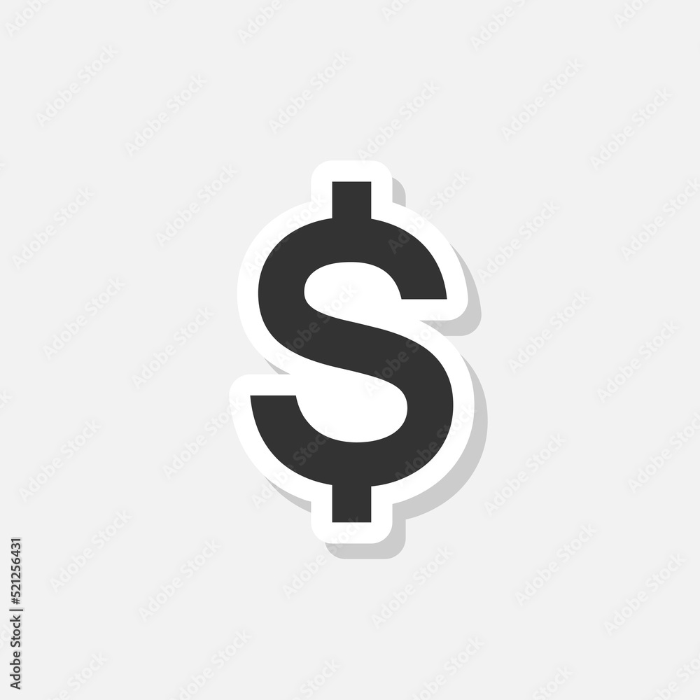 American dollar sticker icon isolated on white American dollar sticker icon isolated on white