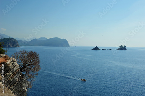 View over the Adriatic Ocean toward the beautiful islands Katic and Sveta Nedelja.  Horizontal photo with copy space. photo