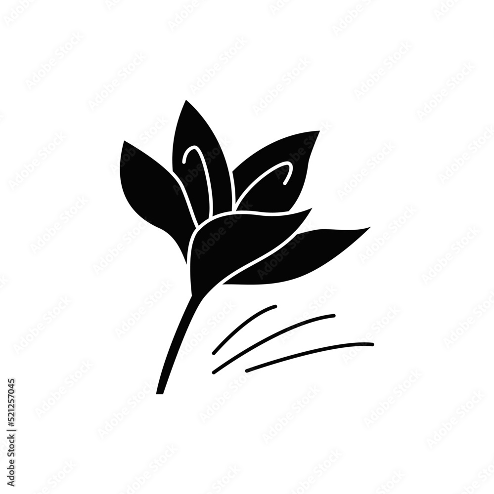 Saffron icon in black flat glyph, filled style isolated on white background Saffron icon in black flat glyph, filled style isolated on white background