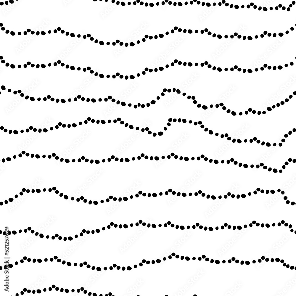 Vector illustration. Seamless abstract hand-drawn pattern. Grey, black and white monochrome spotted background. Halftone dotted wave.