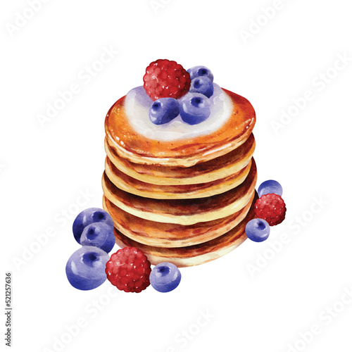 Watercolor of Berries Pancake vector design