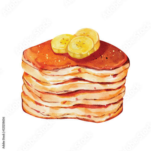Banana Pancakes watercolor vector design