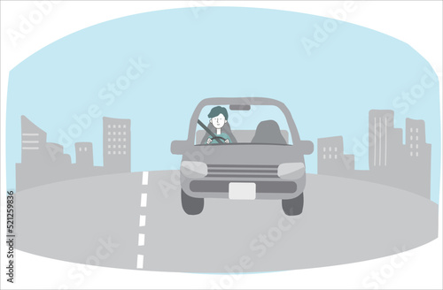 車を運転する男性　ベクター