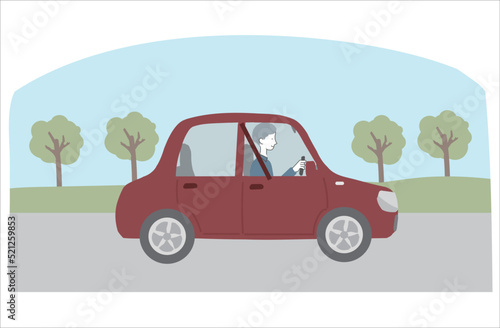 車を運転する男性　イラスト