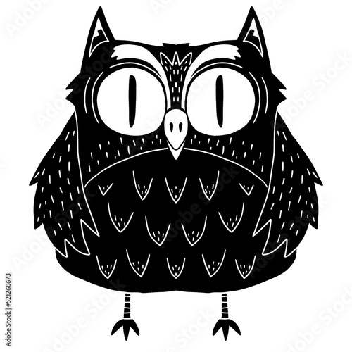 Cute black owl cartoon char...