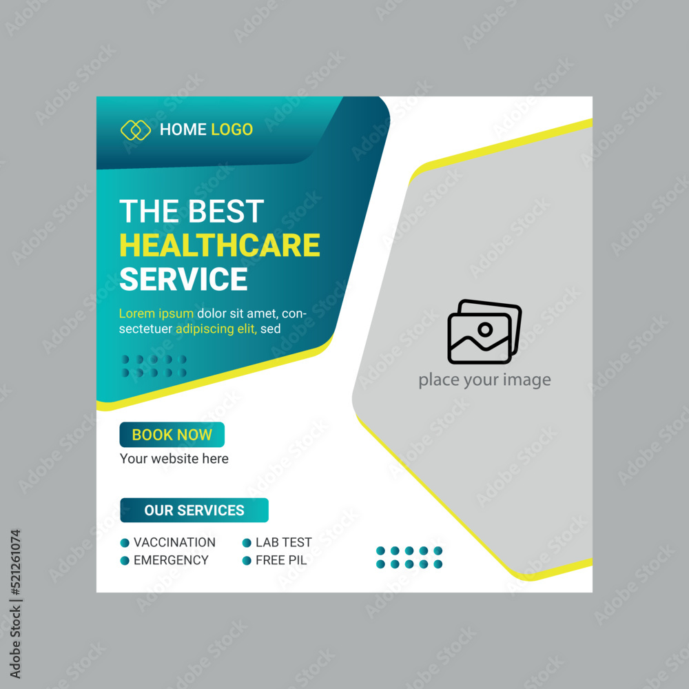 Healthcare Social Media Post template. Modern banner design. Suitable for social media banners template