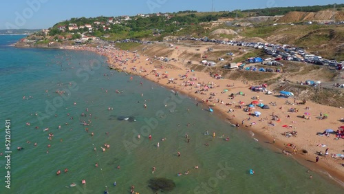 Aerial view of Kisirkaya beach at the Black Sea coast, Istanbul, Turkey. photo