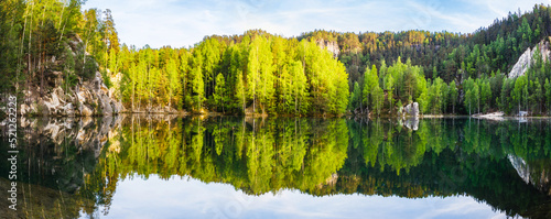 Panorama of Adrspach lake, part of Adrspach-Teplice Rocks Nature Reserve, Czech Republic