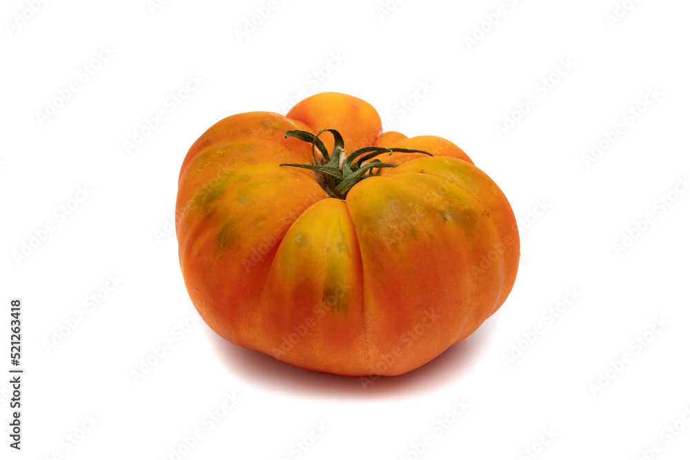 One whole raf tomato, isolated on white background. Production focuses on winter and early spring, which are the most suitable times for consumption. One whole raf tomato, isolated on white background. Production focuses on winter and early spring, which are the most suitable times for consumption.