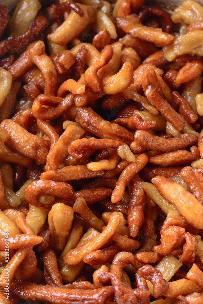 savory and crunchy snack coated with sugar syrup, traditional and popular indian sweet murukku, in full frame, soft-focus savory and crunchy snack coated with sugar syrup, traditional and popular indian sweet murukku, in full frame, soft-focus