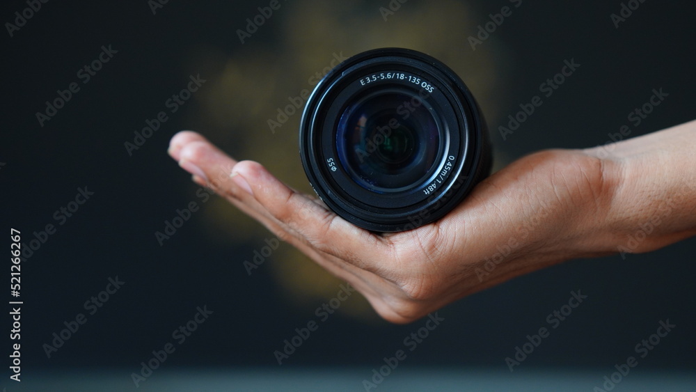 front side of lens on hand. front side of lens on hand.