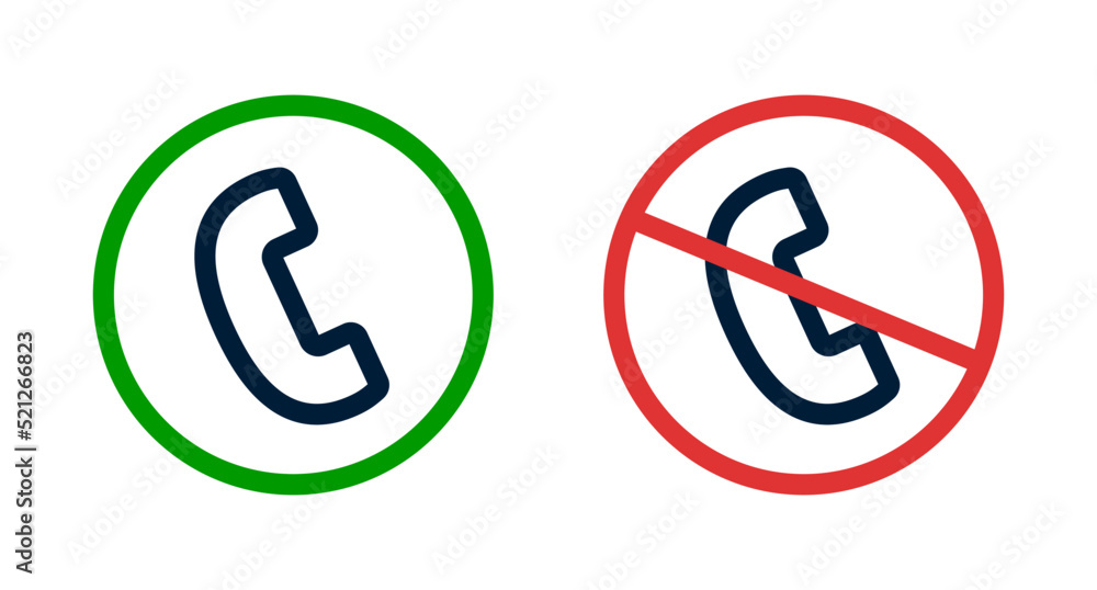 Calling prohibited and calling permitted. Vector. Calling prohibited and calling permitted. Vector.