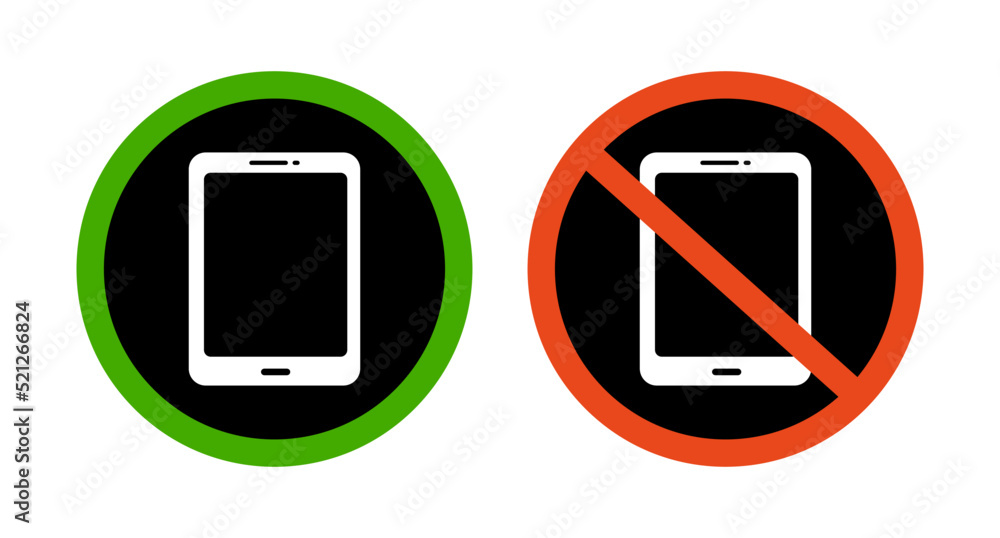 Cell phone usage restriction icon set. Vector. Cell phone usage restriction icon set. Vector.