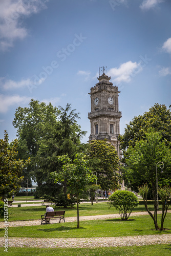 Canvas Print Dolma Bahce Palace clock tower in Istanbul.