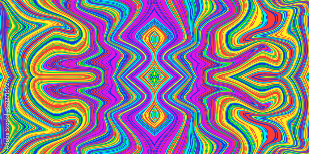 Colorful psychedelic seamless marble pattern with hallucination twists. Vector liquid acrylic texture. Flow art. Trippy 70s textile background. Tie dye simple artistic effect. Groovy design Colorful psychedelic seamless marble pattern with hallucination twists. Vector liquid acrylic texture. Flow art. Trippy 70s textile background. Tie dye simple artistic effect. Groovy design