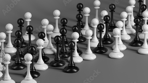 Chess pawns crowd concept background