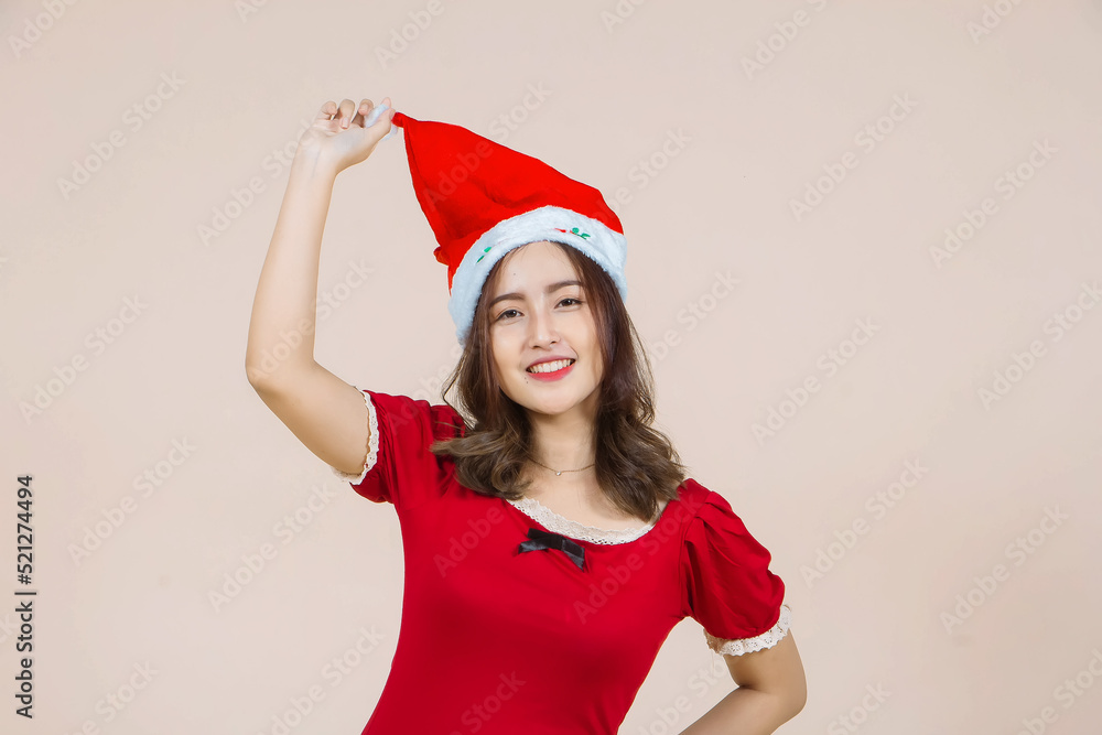 Young asian women using or celebrating christmas. Young asian women using or celebrating christmas.
